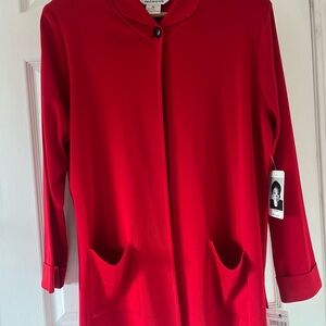Misook Red Long Sleeve Cardigan
